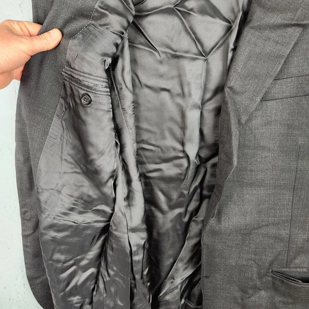 Brooks Brothers 1818 Madison Blazer Mens 46L Gray Sport Coat Wool USA Cupro